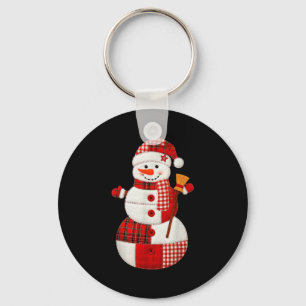 Cute Patchwork Snowman Christmas Xmas Men Women Ki Keychain