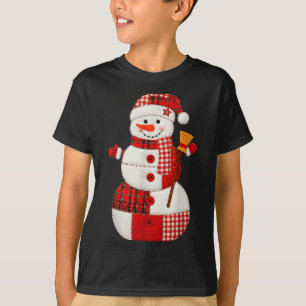 Cute Patchwork Snowman Christmas Xmas Men Women Ki T-Shirt