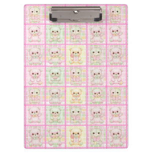 Cute Patchwork Teddy Bear Quilt Seamless Clipboard