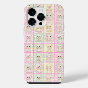 Cute Patchwork Teddy Bear Quilt Seamless iPhone 14 Pro Max Case