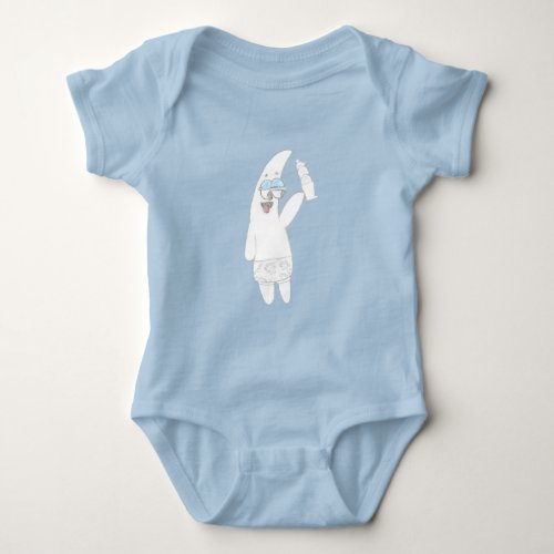 Cute Patrick Ice Cream Cone _ Kids Pencil Drawing Baby Bodysuit