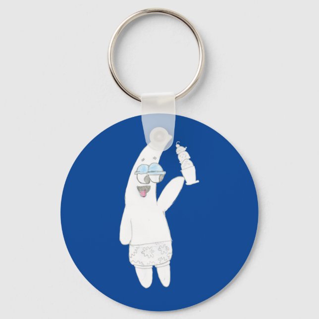 Cute Patrick Ice Cream Cone - Kids Pencil Drawing Keychain (Front)