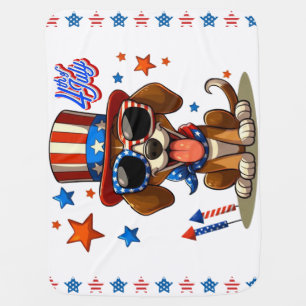 Cute, patriotic 4th of July dog/puppy Baby Blanket