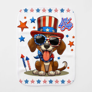 Cute, patriotic 4th of July dog/puppy Baby Burp Cloth