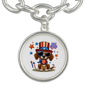 Cute, patriotic 4th of July dog/puppy Bracelet