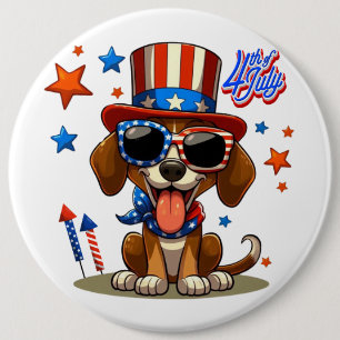 Cute, patriotic 4th of  July dog/puppy Button