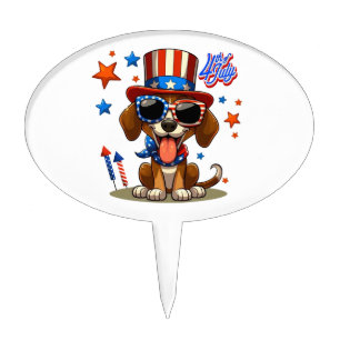 Cute, patriotic 4th of July dog/puppy Cake Topper