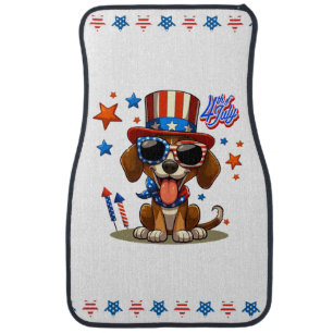 Cute, patriotic 4th of  July dog/puppy Car Floor Mat