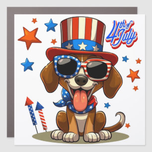Cute, patriotic 4th of July dog/puppy Car Magnet