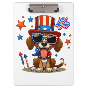 Cute, patriotic 4th of  July dog/puppy Clipboard