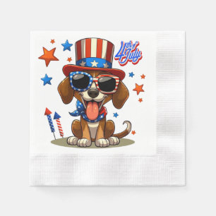 Cute, patriotic 4th of  July dog/puppy Napkins