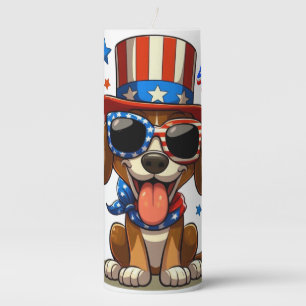 Cute, patriotic 4th of July dog/puppy Pillar Candle