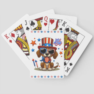 Cute, patriotic 4th of July dog/puppy Poker Cards