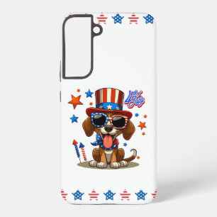 Cute, patriotic 4th of July dog/puppy Samsung Galaxy S22+ Case