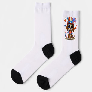 Cute, patriotic 4th of  July dog/puppy Socks