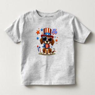 Cute, patriotic 4th of  July dog/puppy Toddler T-shirt