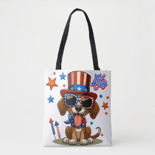 Cute, patriotic 4th of  July dog/puppy Tote Bag