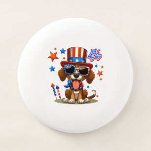 Cute, patriotic 4th of July dog/puppy Wham-O Frisbee