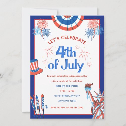 Cute Patriotic 4th of July Invitation