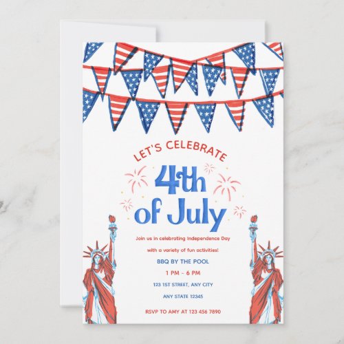 Cute Patriotic 4th of July Invitation
