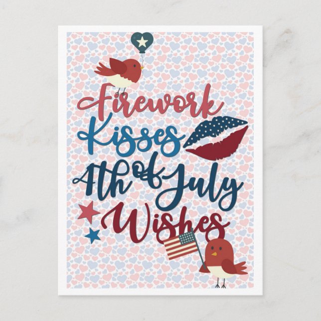Cute Patriotic 4th of July Wishes Postcard (Front)