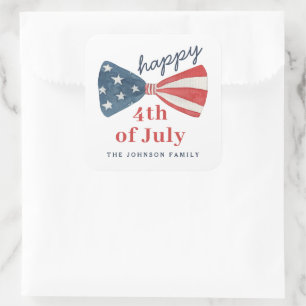 Cute Patriotic American Bow Happy 4th of July  Square Sticker
