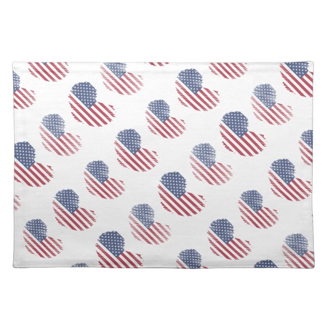 Cute Patriotic American Flag Cloth Placemat (Front)