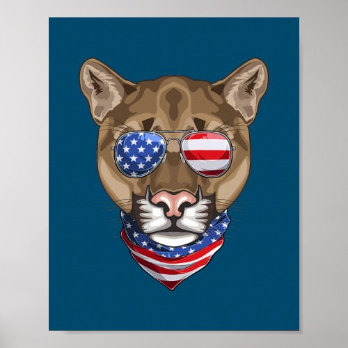 Cute Patriotic American Puma Sunglusses 4th Of Poster