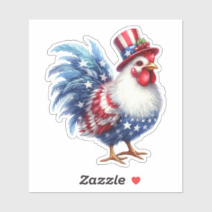 Cute Patriotic Chicken with American Flag Sticker