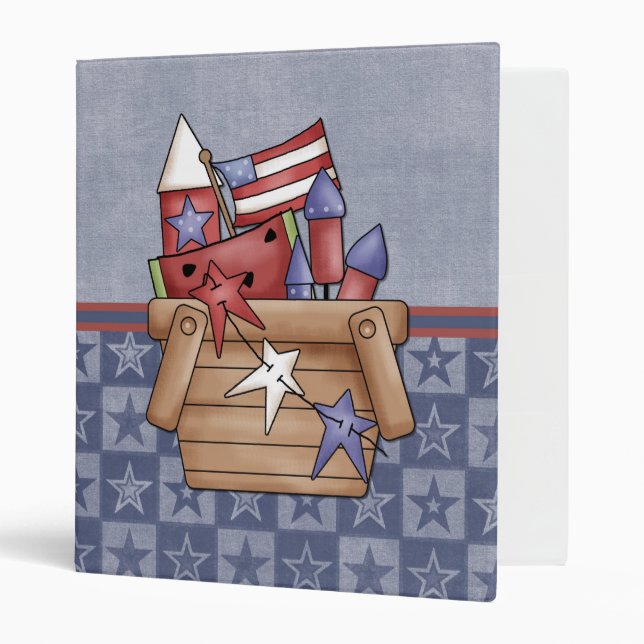 Cute Patriotic Country 4th of July Recipe Binder (Front/Inside)