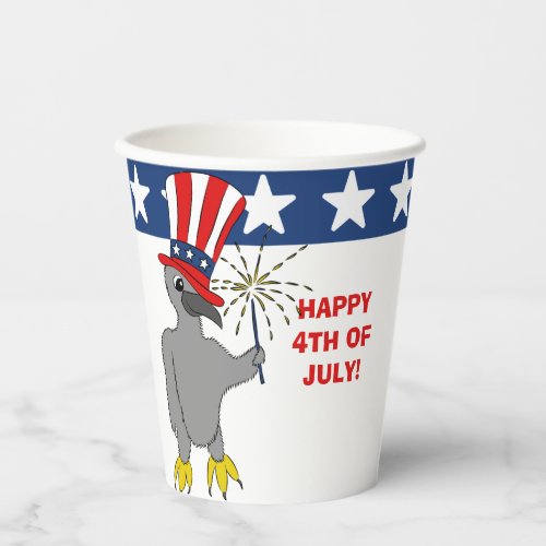 Cute Patriotic Eaglet Custom Message 4th of July Paper Cups