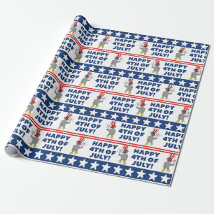 Cute Patriotic Eaglet Happy 4th of July Wrapping Paper