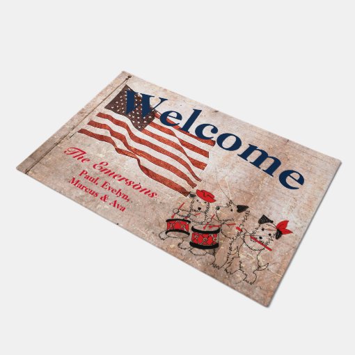 Cute Patriotic Flag Scotty Dogs Fife Band Door Mat Zazzle