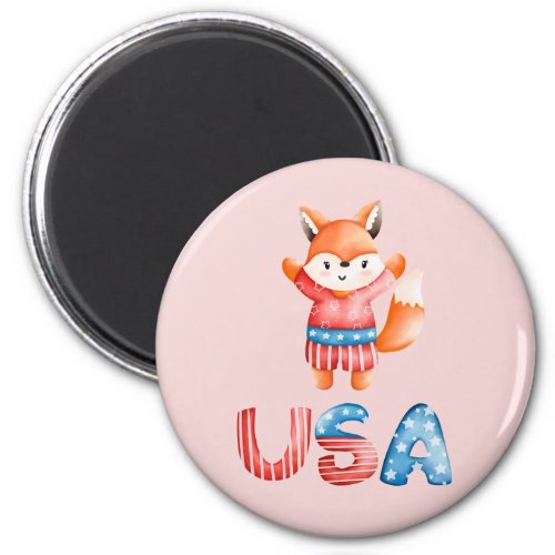 Cute Patriotic Fox Magnet