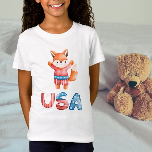 Cute Patriotic Fox T_Shirt