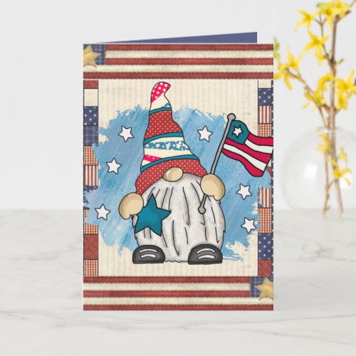 cute Patriotic gnome add text  Card