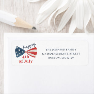 Cute Patriotic Happy 4th of July Address Label