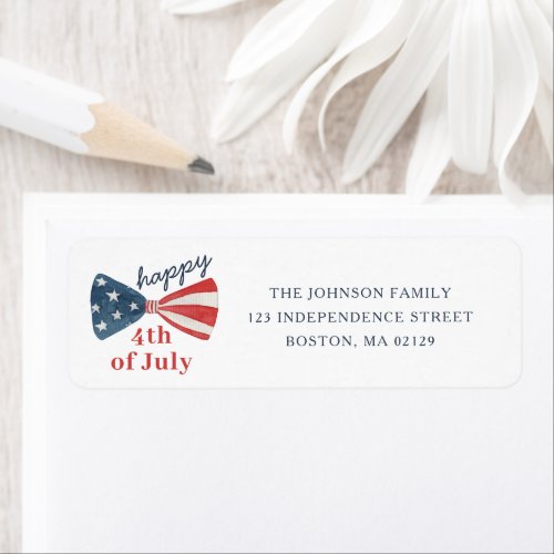 Cute Patriotic Happy 4th of July Address Label