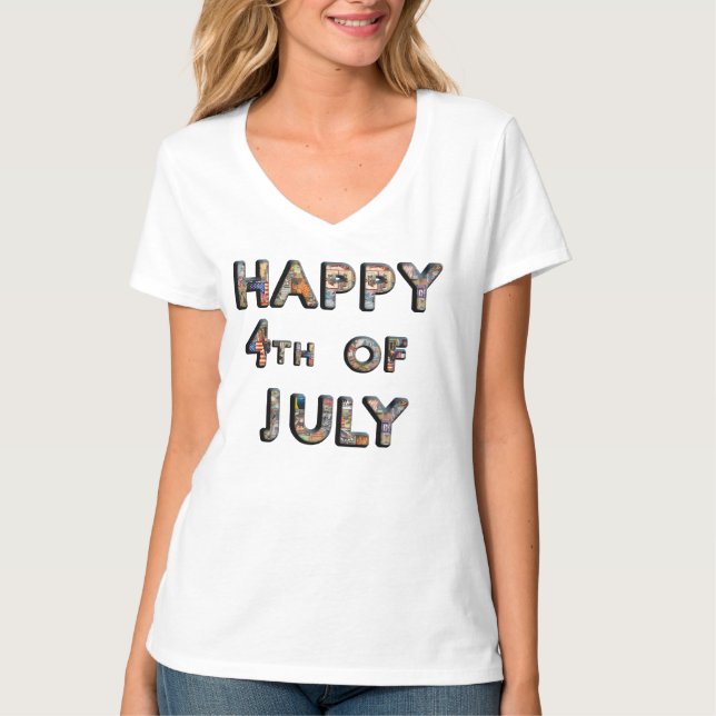 Cute Patriotic Happy 4th of July T Shirt (Front)