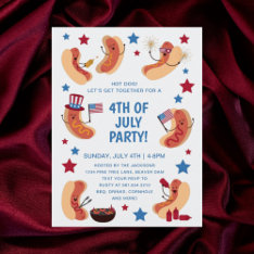 Cute Patriotic Hot Dog 4th Of July Invitation at Zazzle