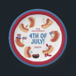 Cute Patriotic Hot Dog 4th of July Paper Plates<br><div class="desc">No more social distancing! Celebrate America and your newly vaccinated family and friends by throwing a fun Fourth of July BBQ or party! Red,  white and blue. Hot dogs. Drinking. Food. Fun. Summer. Independence. Patriotism. Murica. Do it!</div>