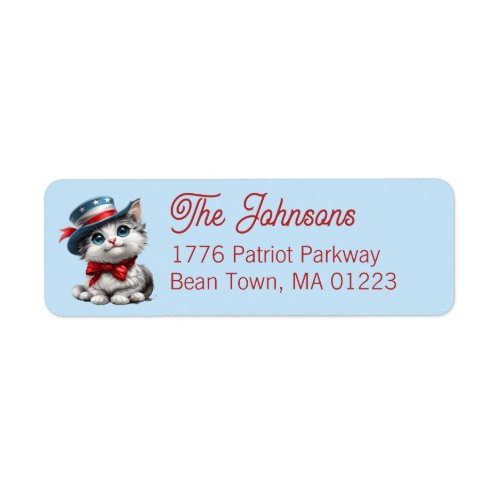 Cute Patriotic Kitten Cat Return Address Label