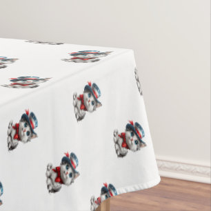 Cute Patriotic Kitten July 4th Tablecloth