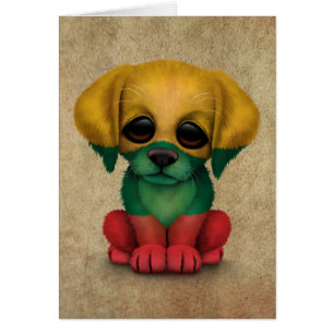 Cute Patriotic Lithuanian Flag Puppy Dog, Rough Cards