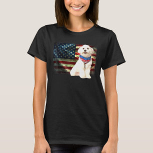 Cute Patriotic Maltese American Flag Dog Men Women T-Shirt