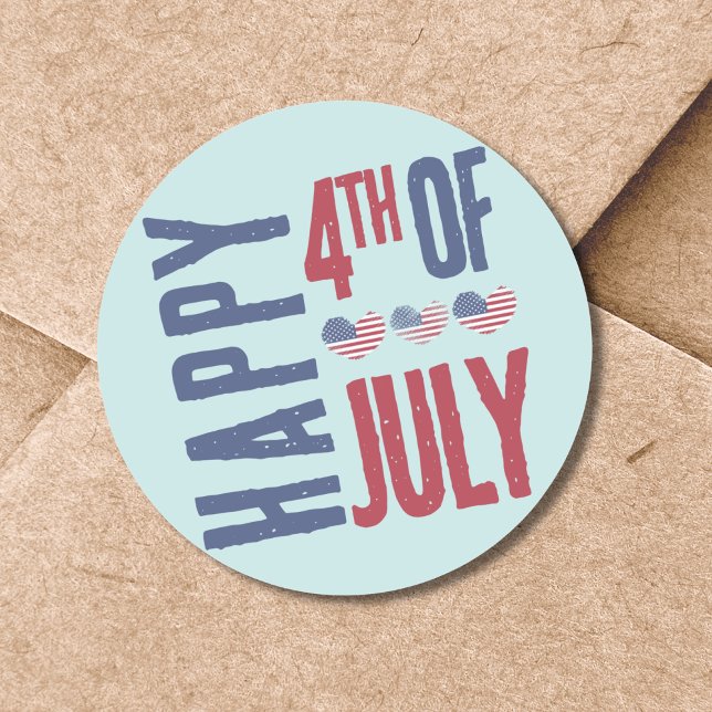 Cute Patriotic Party American Flag 4th Of July Classic Round Sticker (Cute Patriotic USA American Flag Heart 4th Of July Classic Round Sticker)