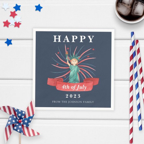 Cute Patriotic Red White And Blue 4th of July Napkins