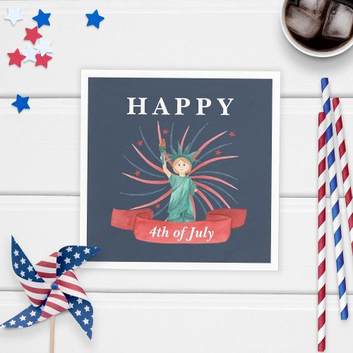 Cute Patriotic Red White And Blue 4th of July Napkins