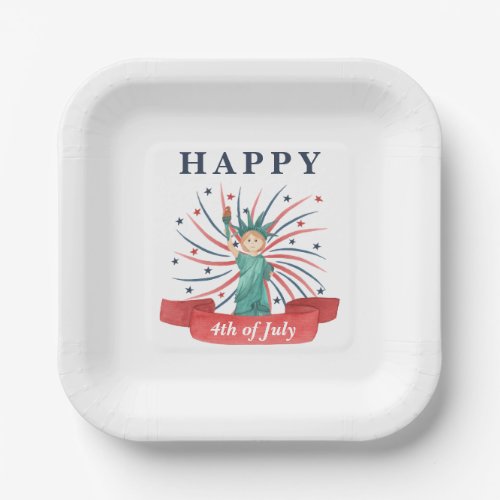 Cute Patriotic Red White And Blue 4th of July Paper Plates
