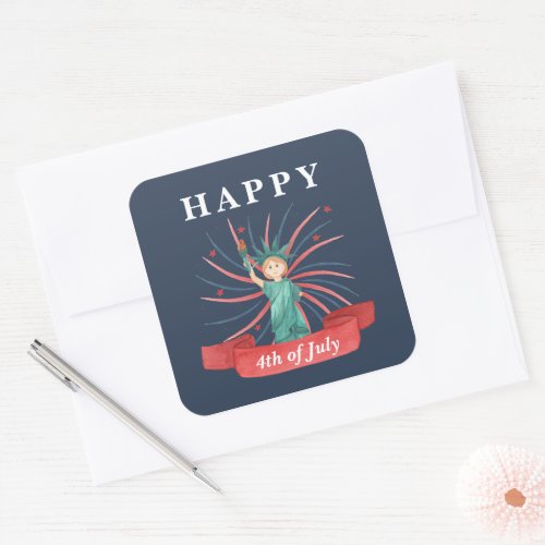 Cute Patriotic Red White And Blue 4th of July Square Sticker